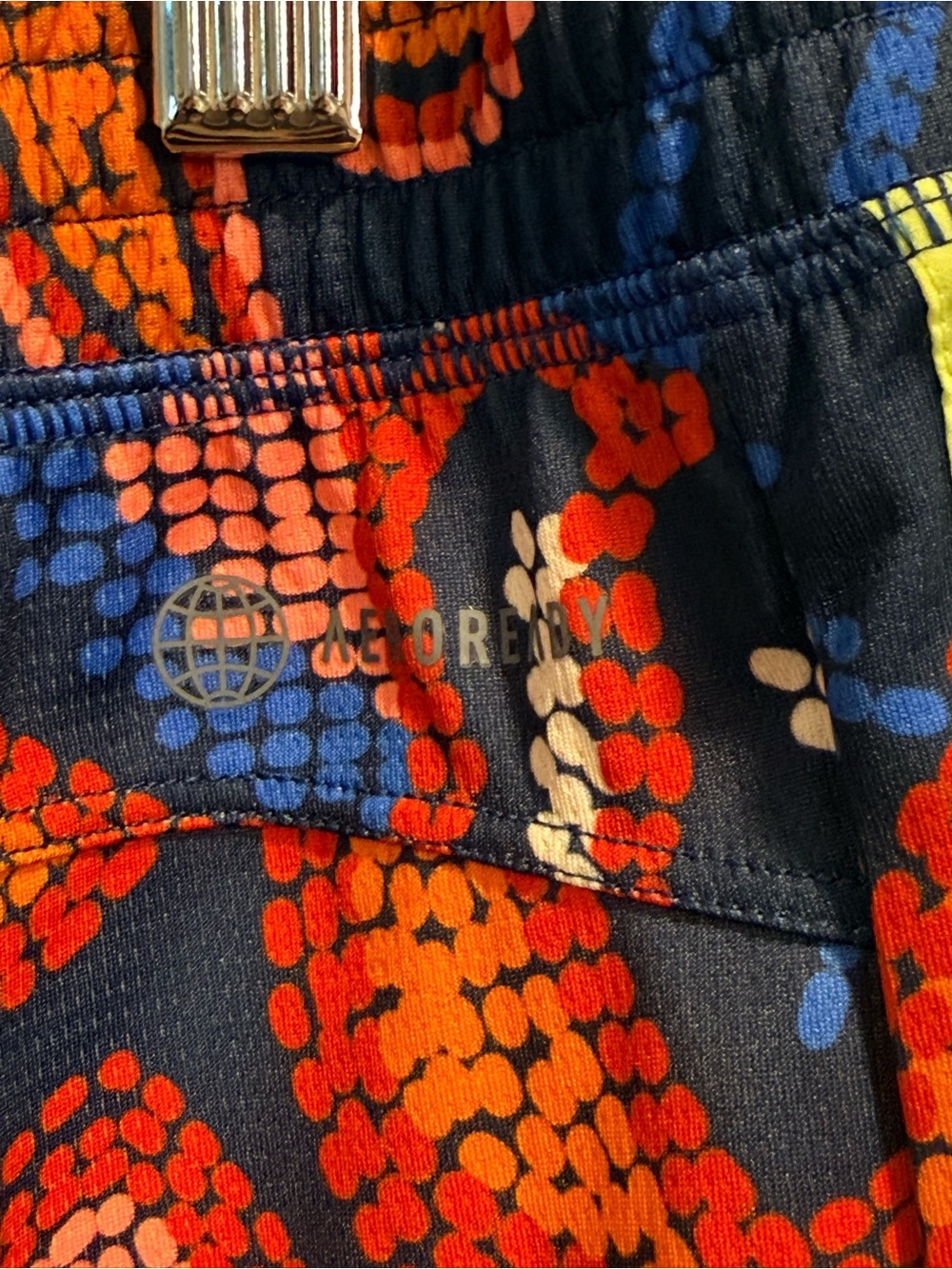 adidas x FARM Rio Women's Brazil Floral Print Athletic Shorts with Neon Stripe - Picture 5 of 6